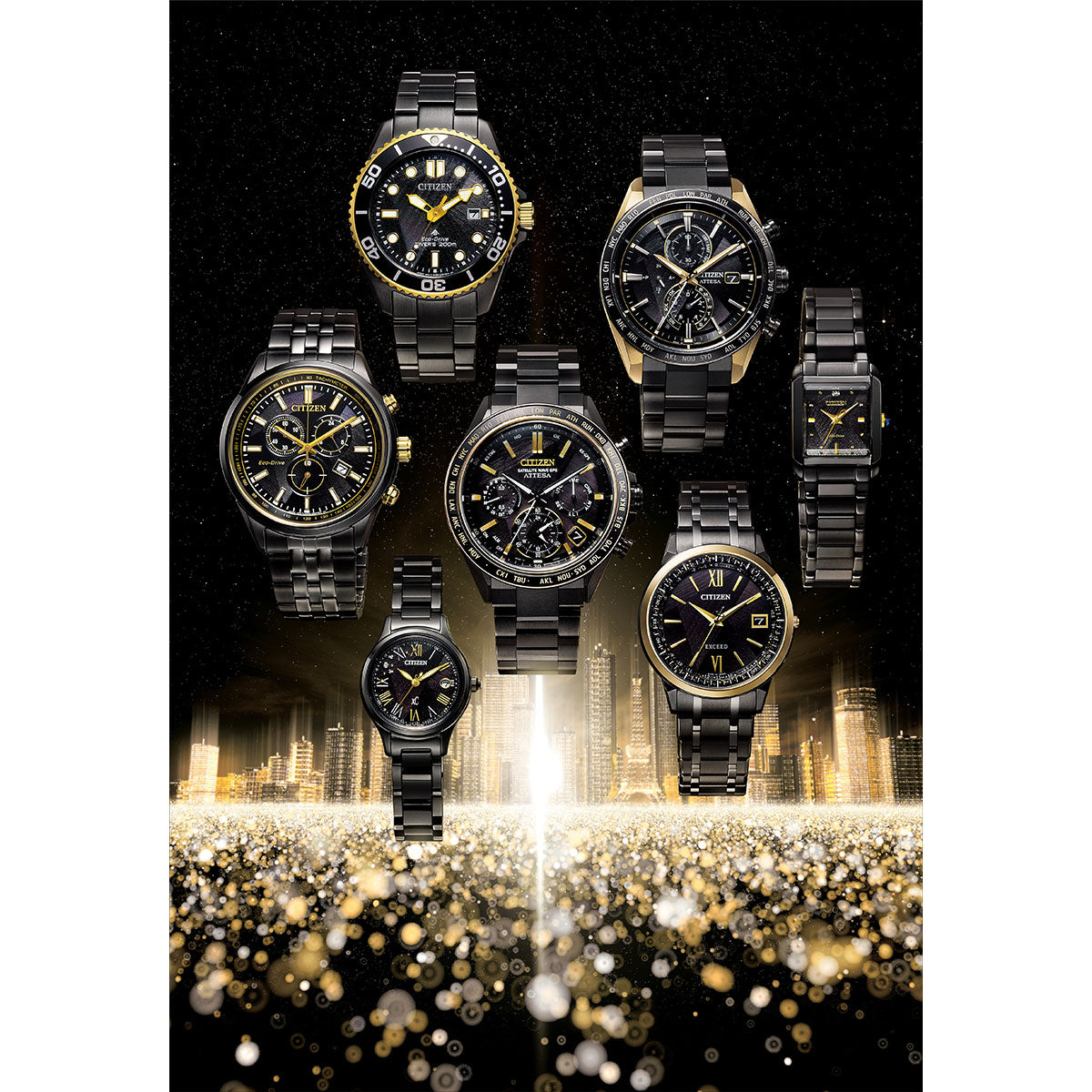 シチズン アテッサ CITIZEN ATTESA エコドライブ GPS衛星電波時計 限定 腕時計 メンズ CC4078-51E ダブルダイレクトフライト ACT Line LIGHT in BLACK Eco-Drive 50th Anniversary Edition【2026 新作】