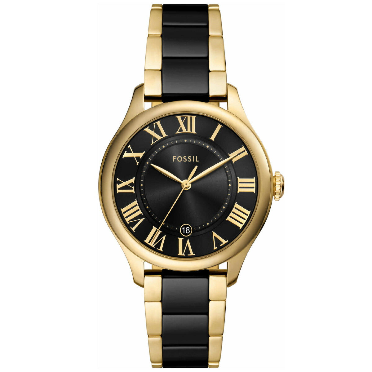 フォッシル FOSSIL 腕時計 レディース GILMORE 三針デイト ゴールドトーン＆ブラック セラミックウォッチ CE1132【2025 新作】