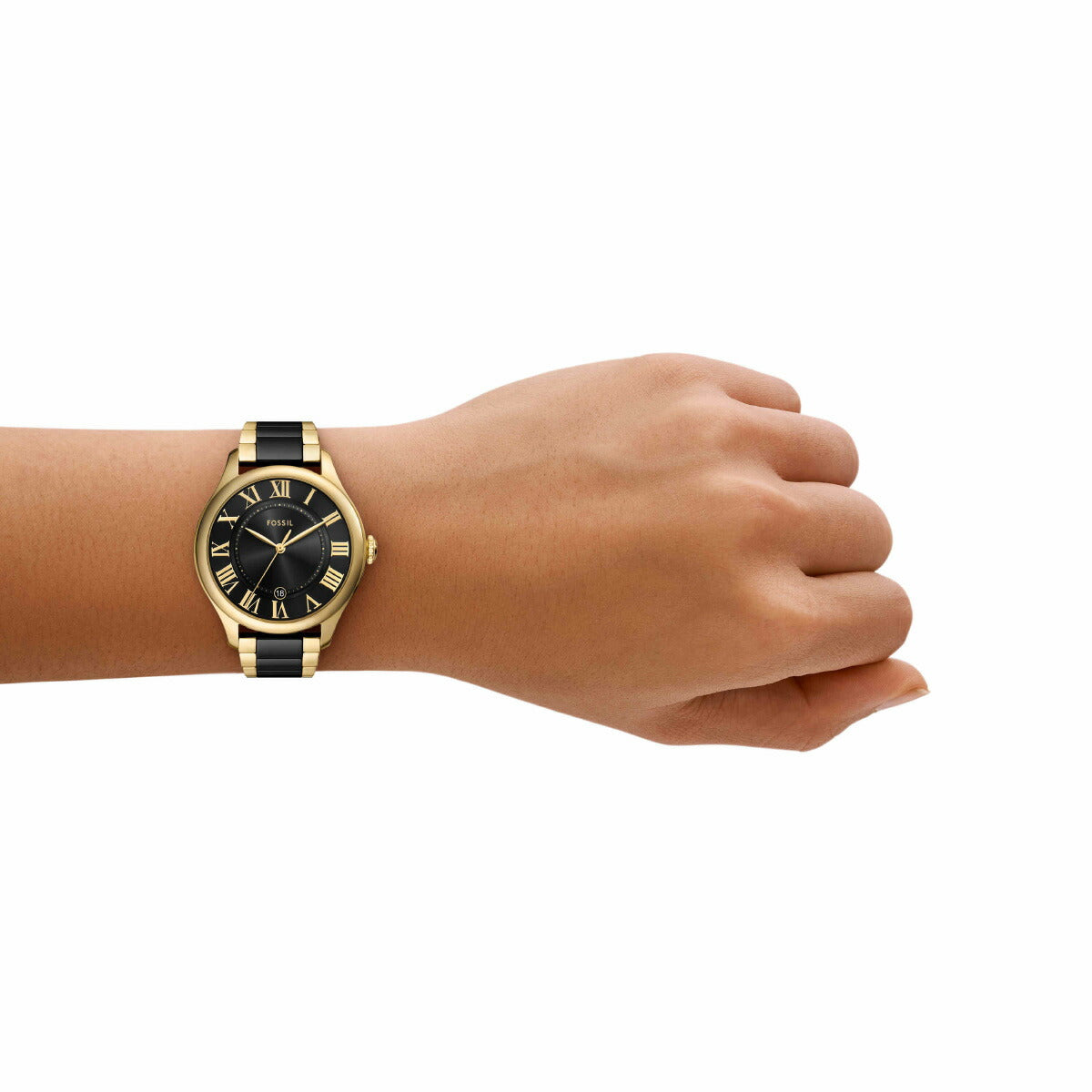 フォッシル FOSSIL 腕時計 レディース GILMORE 三針デイト ゴールドトーン＆ブラック セラミックウォッチ CE1132【2025 新作】