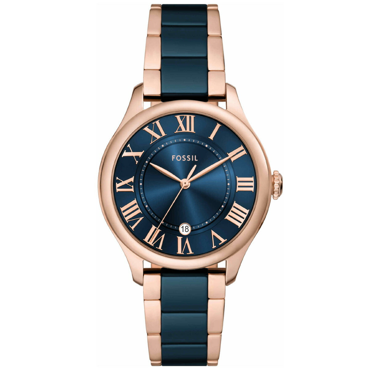 フォッシル FOSSIL 腕時計 レディース GILMORE 三針デイト ローズゴールドトーン＆ネイビー セラミックウォッチ CE1134【2025 新作】