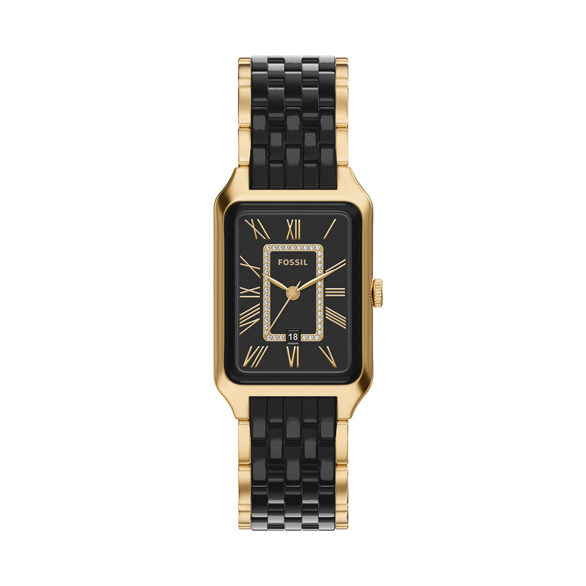 フォッシル FOSSIL 腕時計 レディース RAQUEL デイト アナログ ステンレススチール＆ブラックセラミックウォッチ CE1135【2026新作】