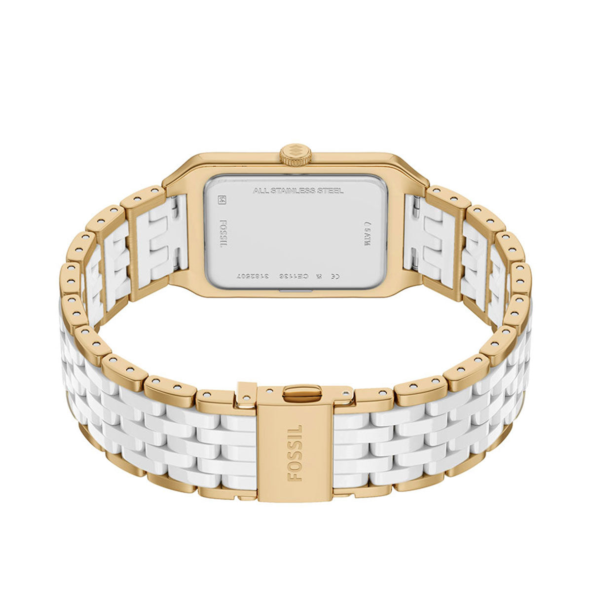 フォッシル FOSSIL 腕時計 レディース RAQUEL デイト アナログ ステンレススチール＆ホワイトセラミック ウォッチ CE1136【2026新作】