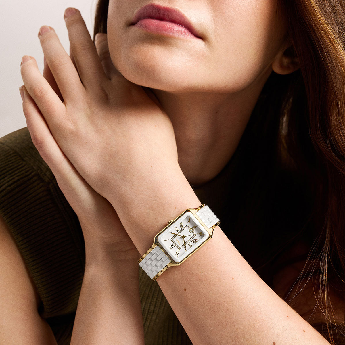 フォッシル FOSSIL 腕時計 レディース RAQUEL デイト アナログ ステンレススチール＆ホワイトセラミック ウォッチ CE1136【2026新作】