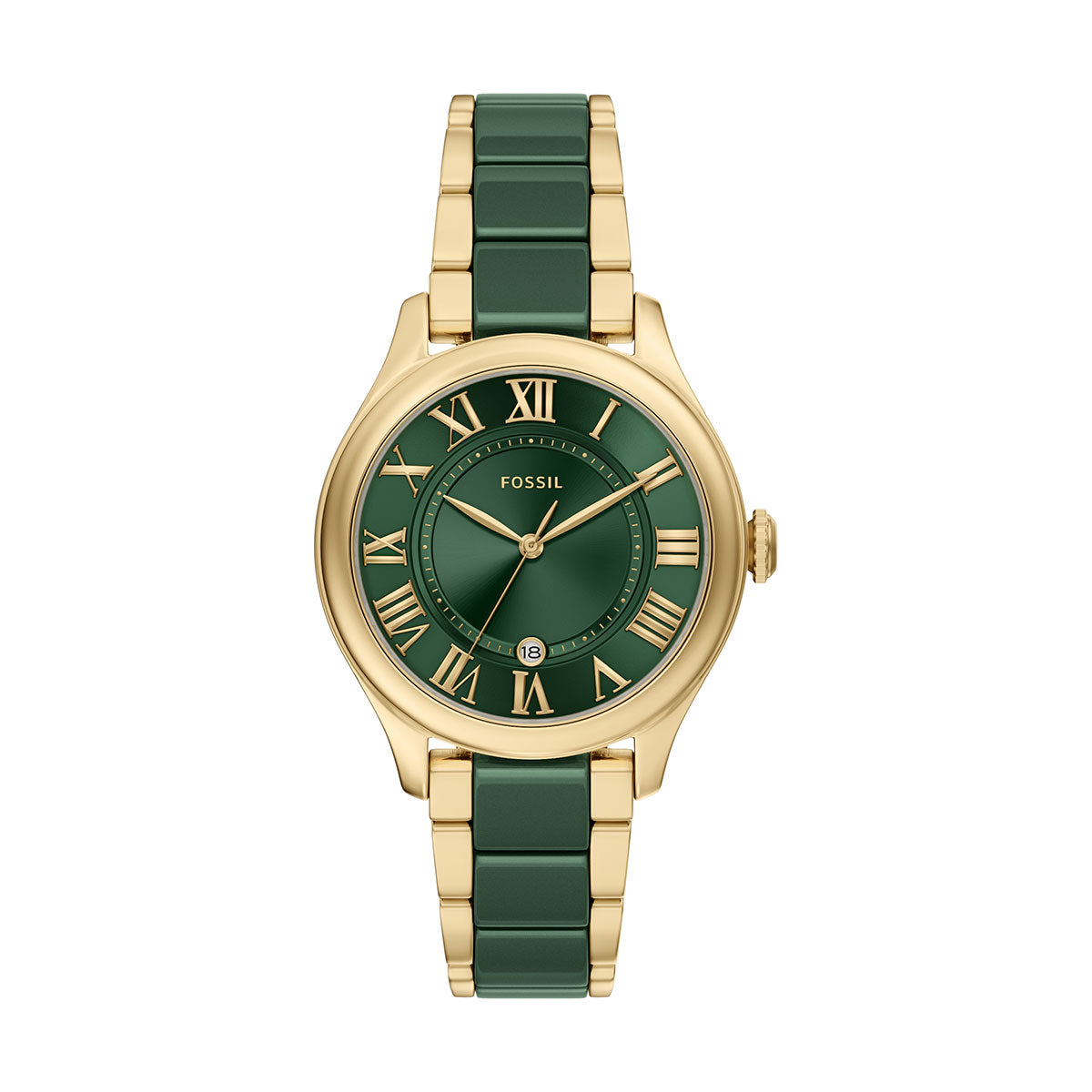 フォッシル FOSSIL 腕時計 レディース GILMORE デイト アナログ ステンレススチール＆グリーンセラミックウォッチ CE1138【2026新作】