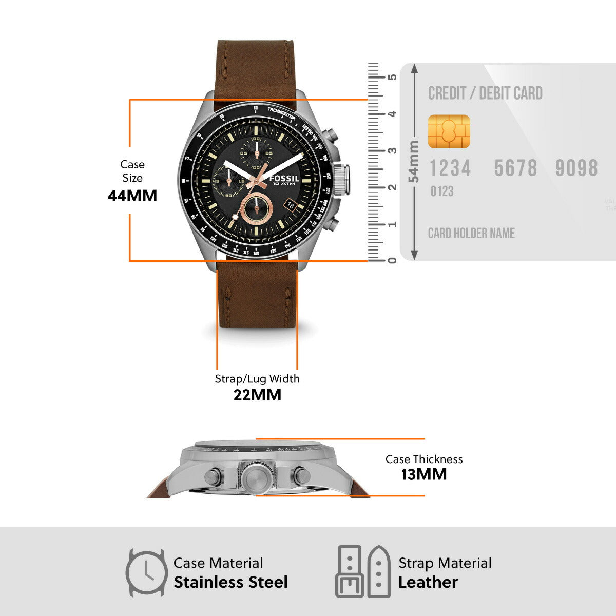 フォッシル FOSSIL 腕時計 メンズ DECKER クロノグラフ ブラウンレザーウォッチ CH2885