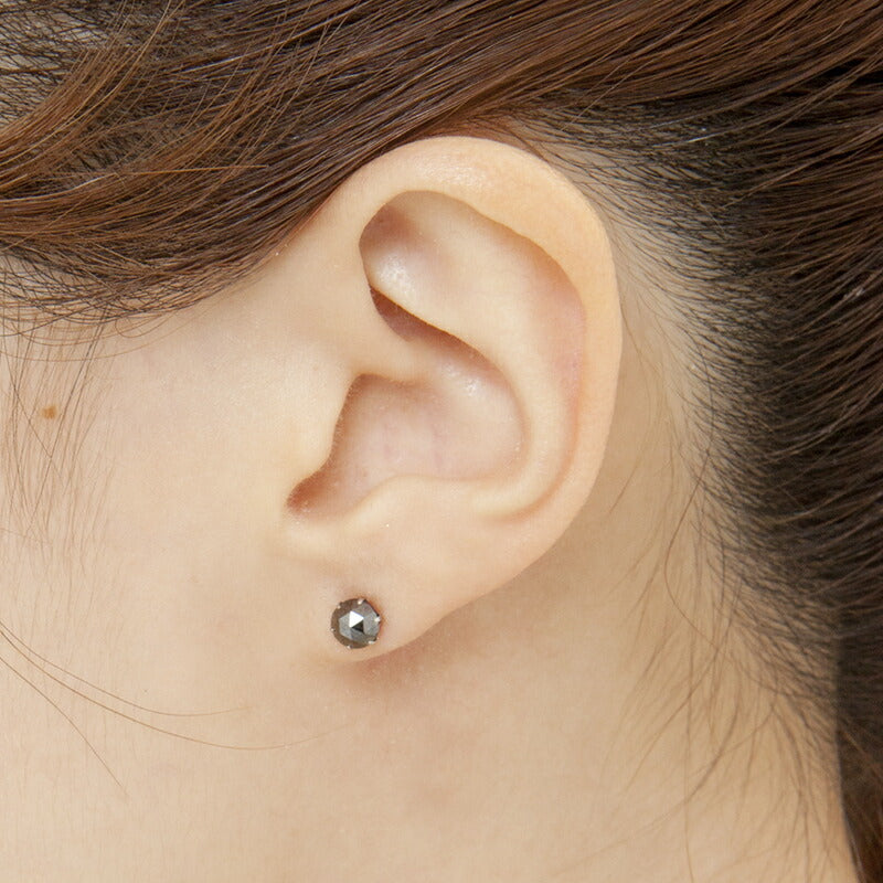 プラチナ ブラックダイヤモンド ピアス 1.0カラット 1.0ct D18050637P 鑑別カード付