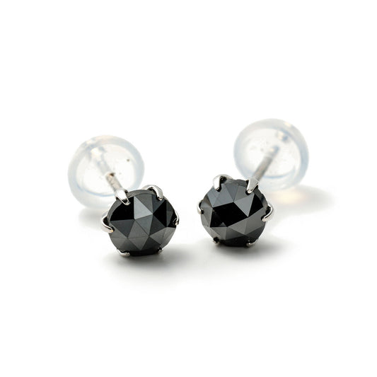 プラチナ ブラックダイヤモンド ピアス 1.0カラット 1.0ct D18050637P 鑑別カード付