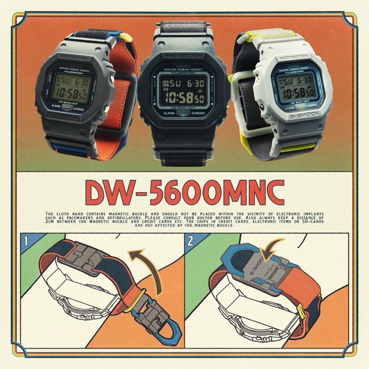 G-SHOCK デジタル カシオ Gショック CASIO 限定モデル 腕時計 メンズ DW-5600MNC-8A2JF NEW CLOTH BAND シリーズ【2026 新作】