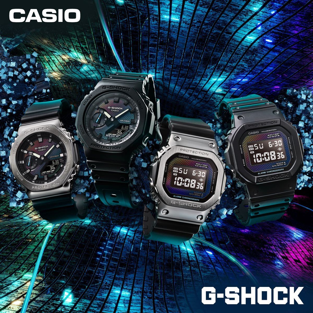 G-SHOCK デジタル カシオ Gショック CASIO 腕時計 メンズ DW-5600RW-1JF レインボーカラー レンガパターン デザイン【2024 新作】