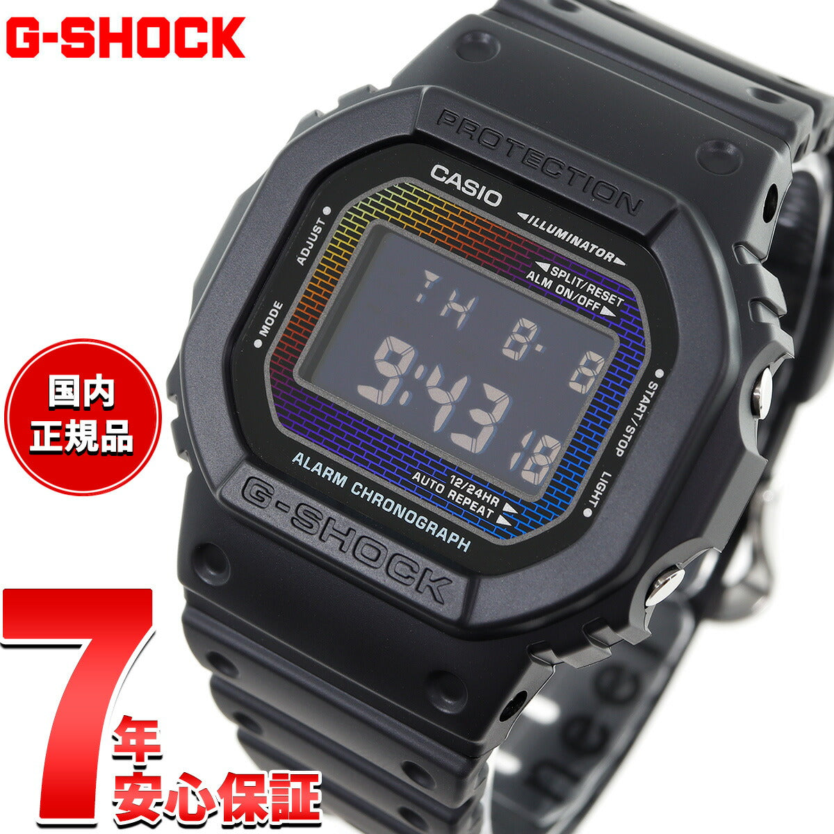 G-SHOCK デジタル カシオ Gショック CASIO 腕時計 メンズ DW-5600RW-1JF レインボーカラー レンガパターン デザイン【2024 新作】