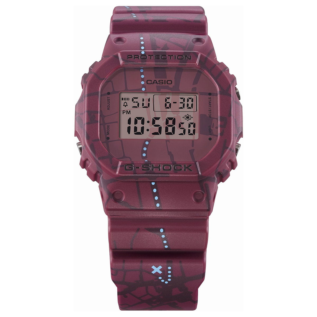 G-SHOCK デジタル カシオ Gショック CASIO 限定モデル 腕時計 メンズ DW-5600SBY-4JR 渋谷の地図 プリント Treasure Hunt レッド