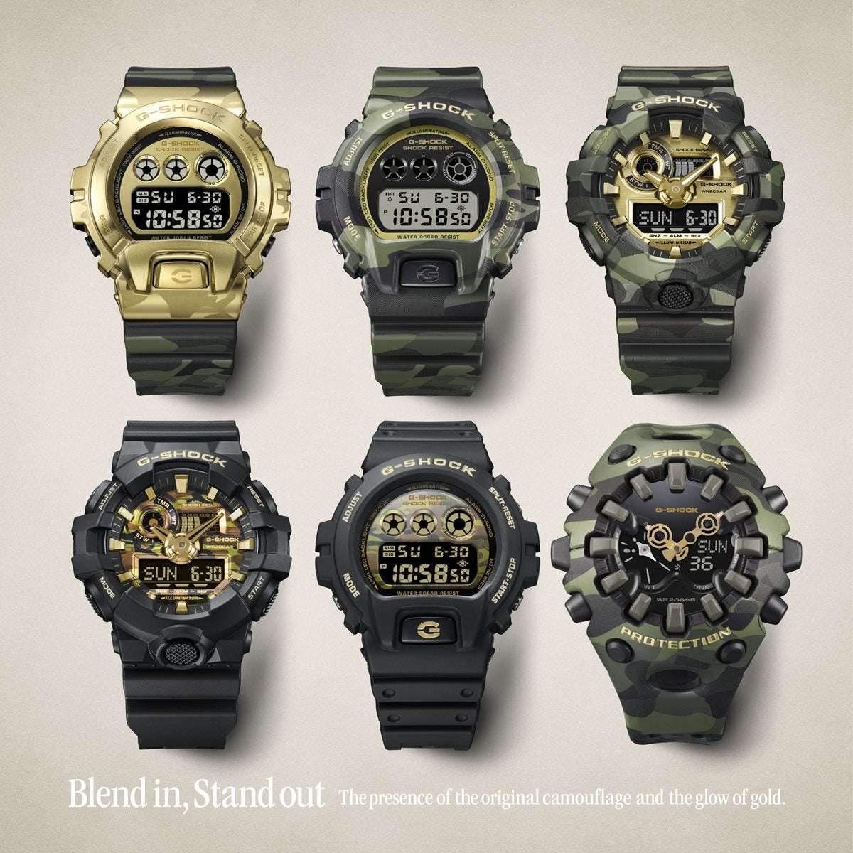 G-SHOCK カシオ Gショック CASIO デジタル 腕時計 メンズ DW-6900CF-1JF BOLD CAMO Series CAMO AND GOLD【2026 新作】