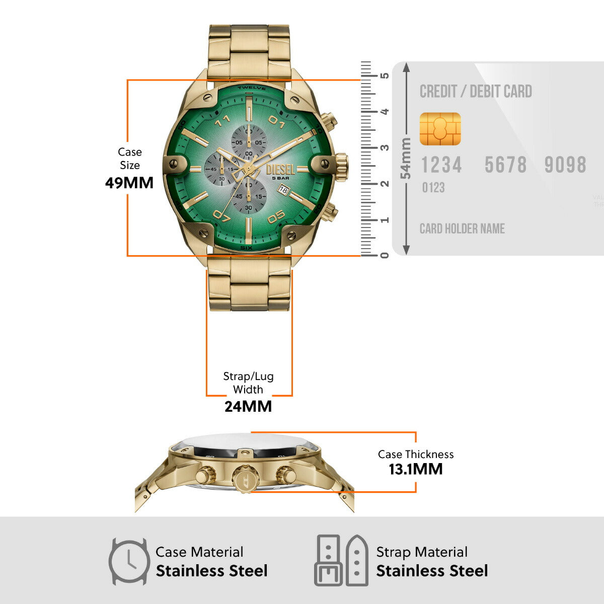 ディーゼル DIESEL 腕時計 メンズ SPIKED ステンレススチール