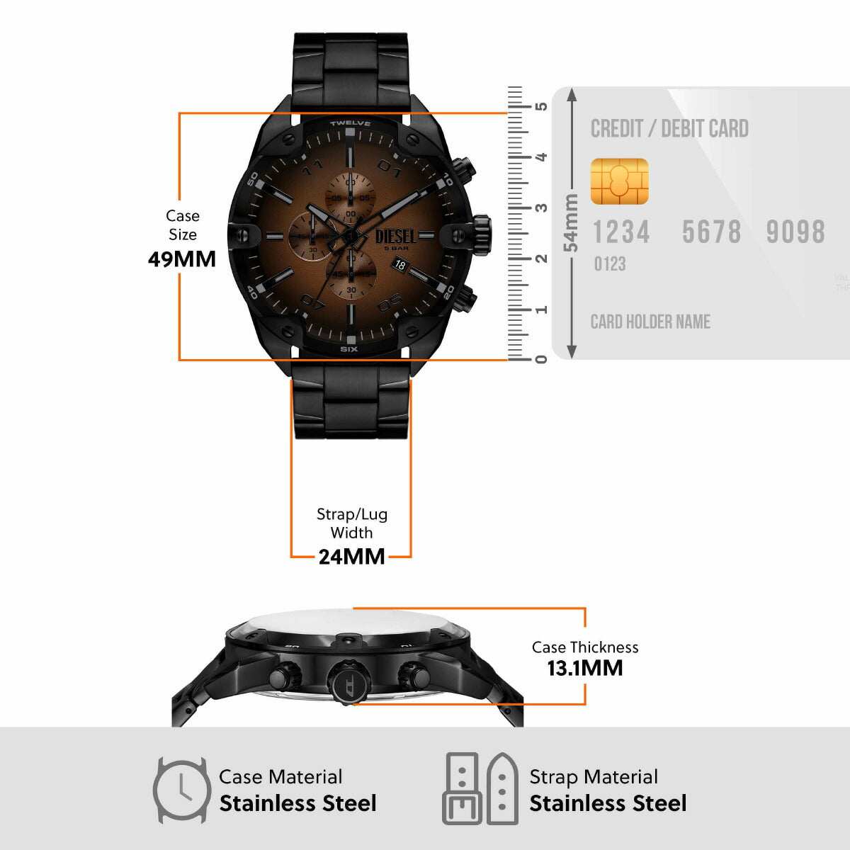 ディーゼル DIESEL 腕時計 クロノグラフ メンズ SPIKED ブラック ステンレススチールウォッチ DZ4691【2025 新作】