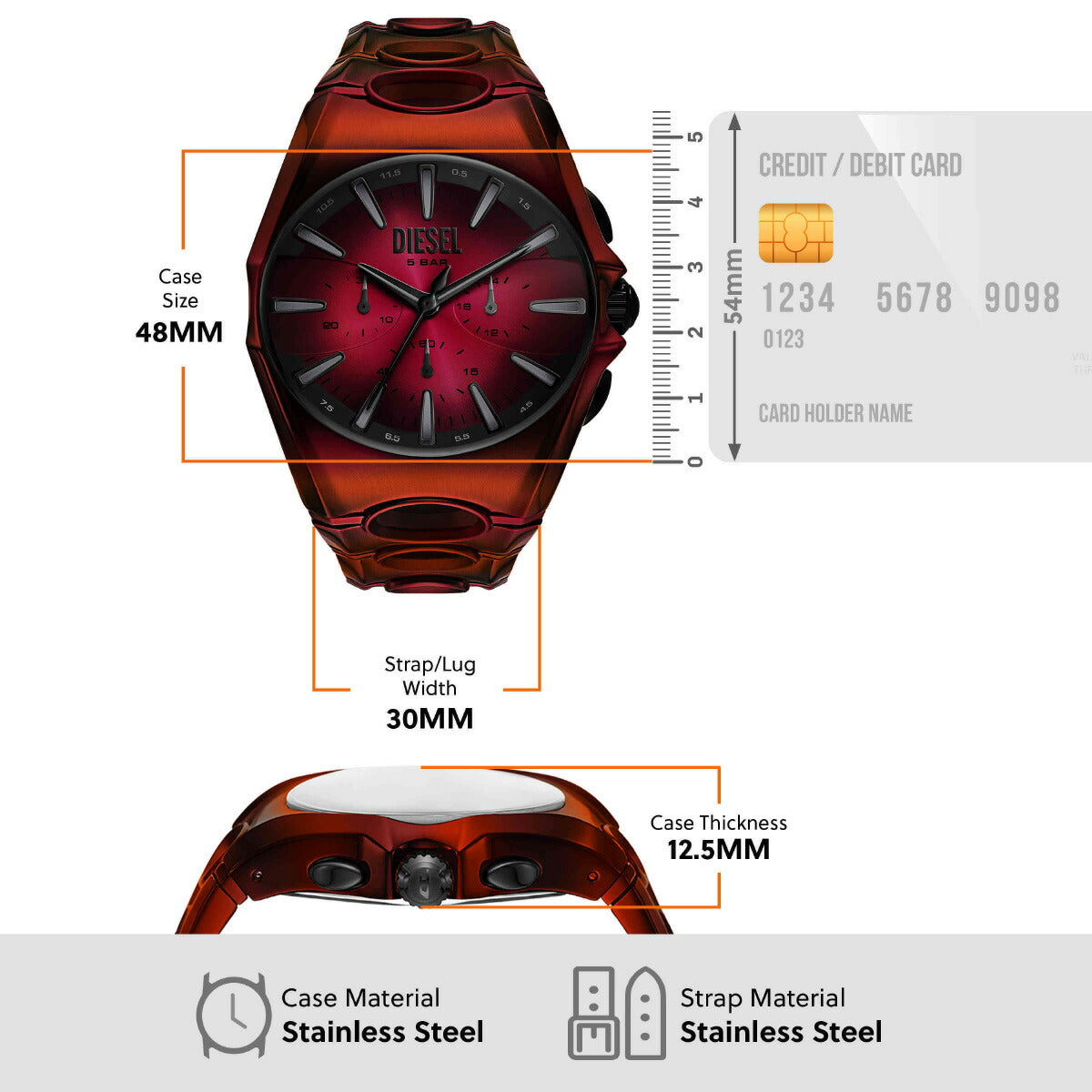 ディーゼル DIESEL 腕時計 クロノグラフ メンズ D-CURVE レッド ステンレススチールウォッチ DZ4693【2025 新作】