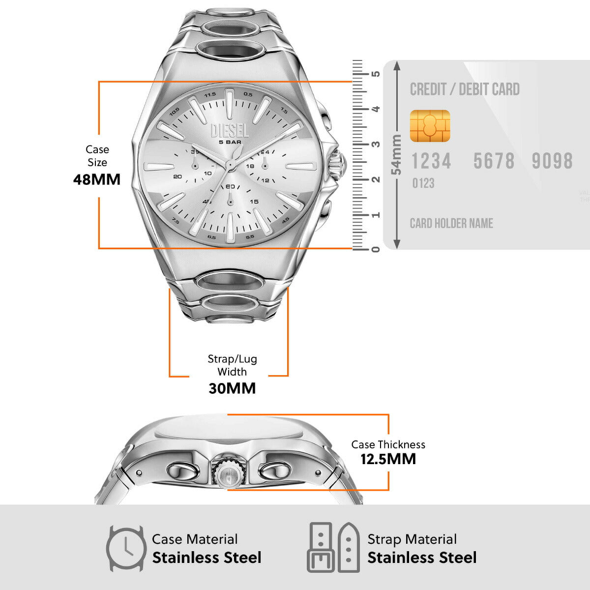 ディーゼル DIESEL 腕時計 クロノグラフ メンズ D-CURVE ステンレススチールウォッチ DZ4694【2025 新作】