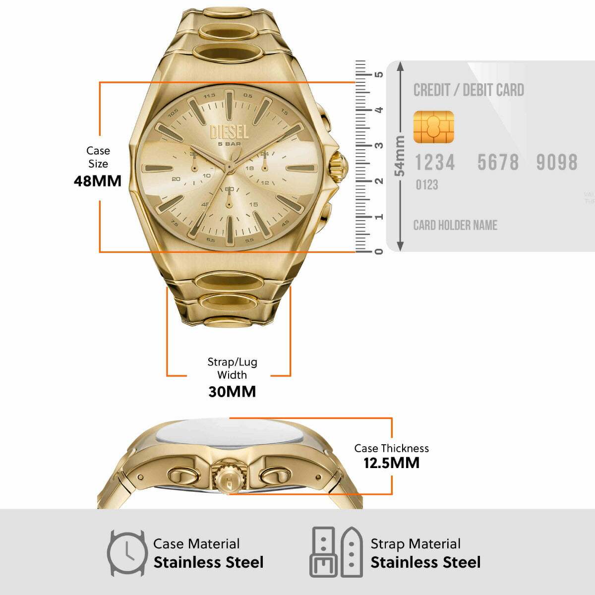 ディーゼル DIESEL 腕時計 クロノグラフ メンズ D-CURVE ゴールドトーン ステンレススチールウォッチ DZ4695【2025 新作】