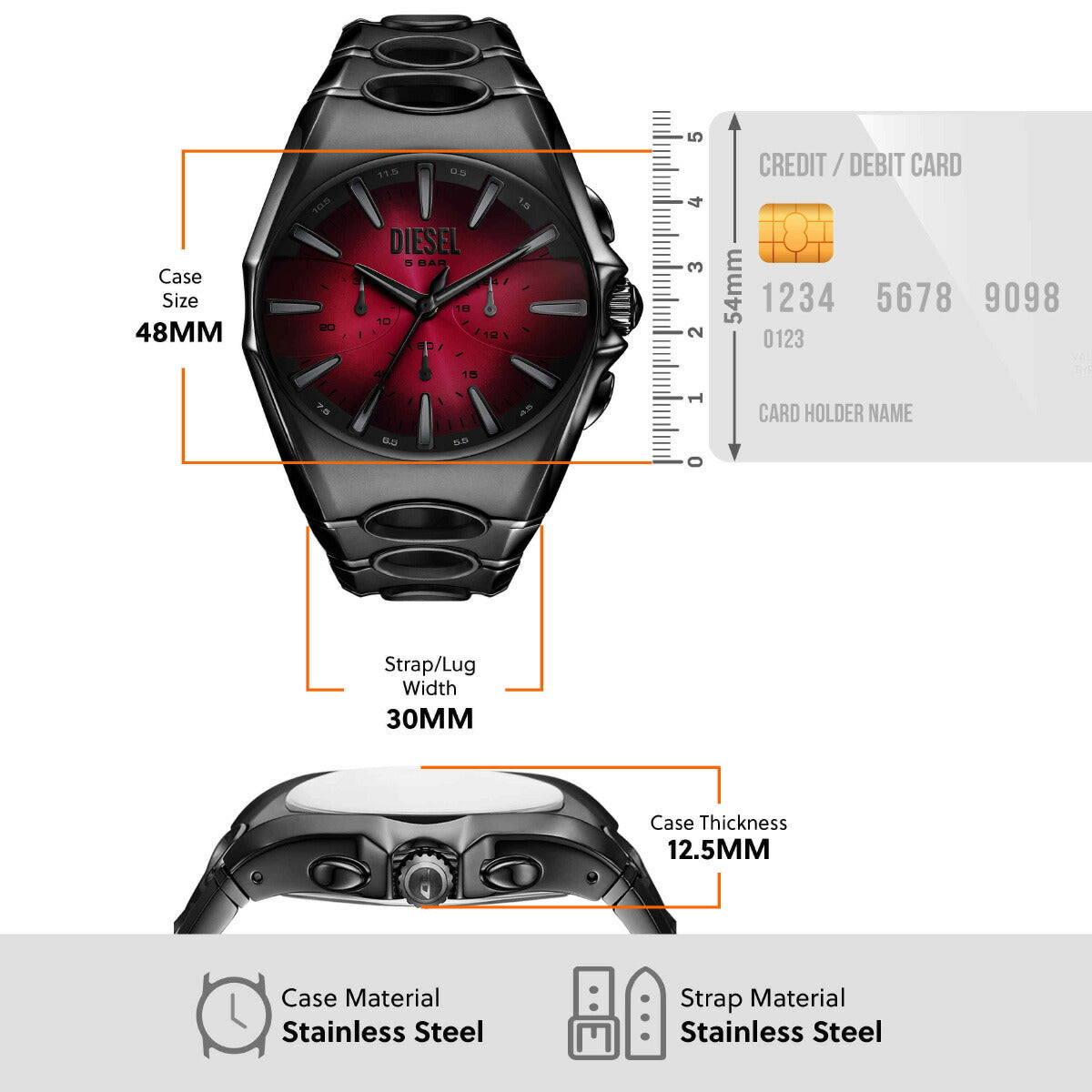 ディーゼル DIESEL 腕時計 クロノグラフ メンズ D-CURVE ブラック ステンレススチールウォッチ DZ4696【2025 新作】