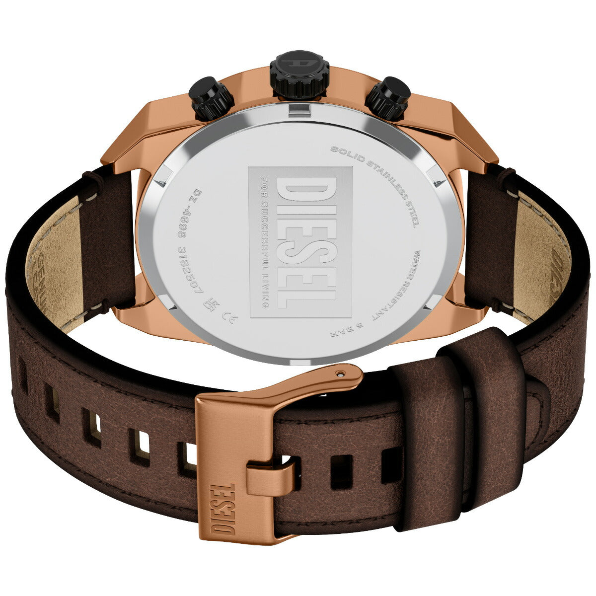 ディーゼル DIESEL 腕時計 クロノグラフ メンズ SPIKED ブラウン レザーウォッチ DZ4698【2025 新作】