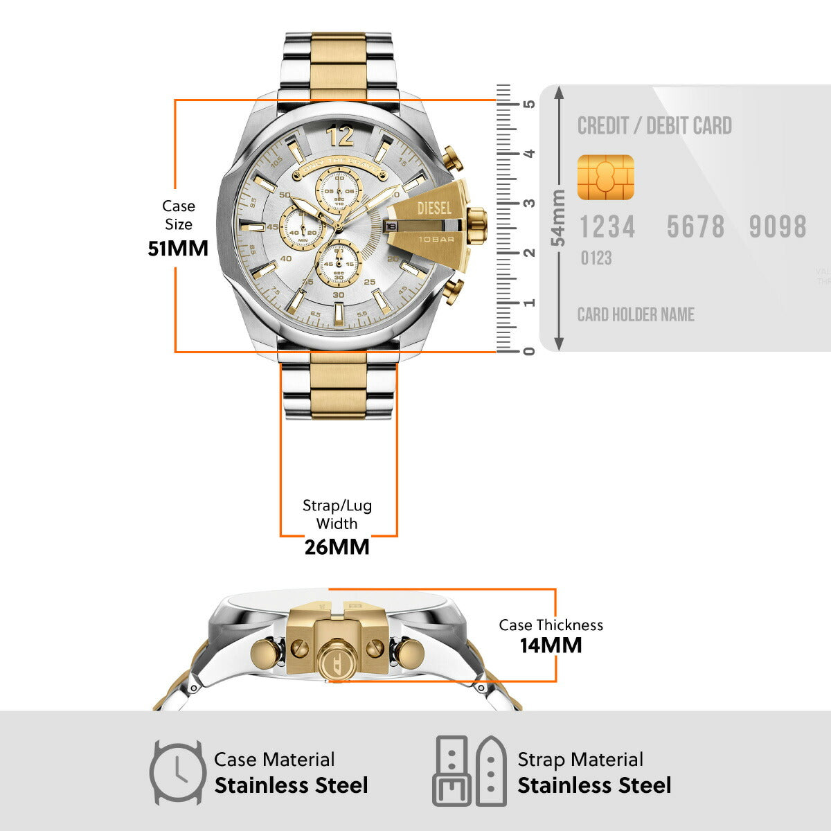 ディーゼル DIESEL 腕時計 クロノグラフ メンズ MEGA CHIEF ステンレススチールウォッチ DZ4701【2025 新作】