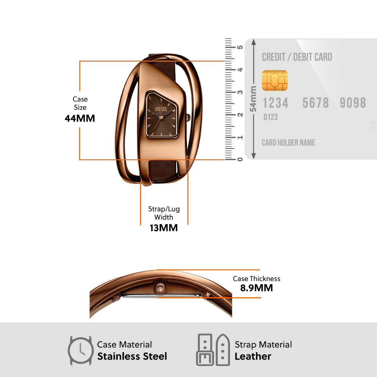 ディーゼル DIESEL 腕時計 レディース WRAP-D ブラウン レザーウォッチ