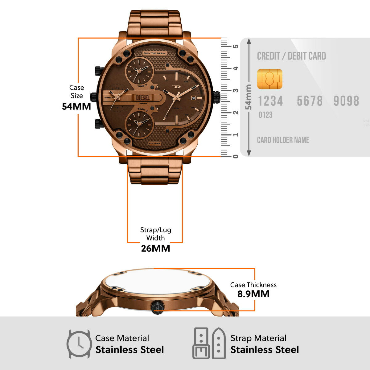 ディーゼル DIESEL 腕時計 メンズ MR. DADDY SLIM ブラウン ステンレススチールウォッチ DZ7493【2025 新作】