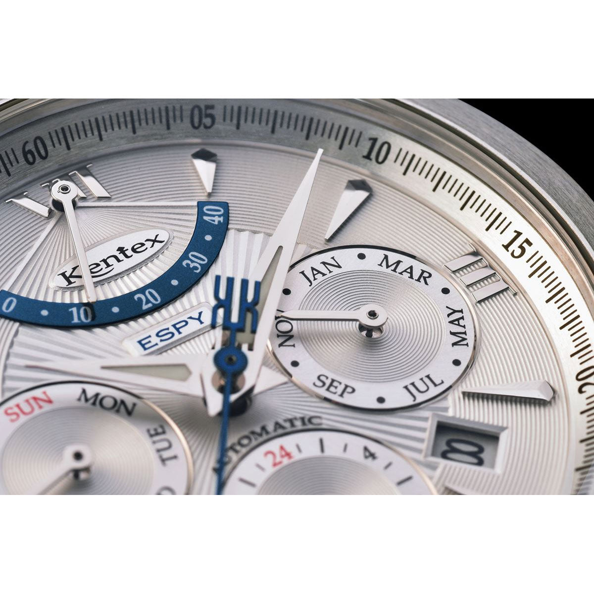 ケンテックス KENTEX 腕時計 時計 メンズ 日本製 自動巻き マルチファンクション エスパイ アクティブ2 ESPY ACTIVE II E546M-8 シルバー
