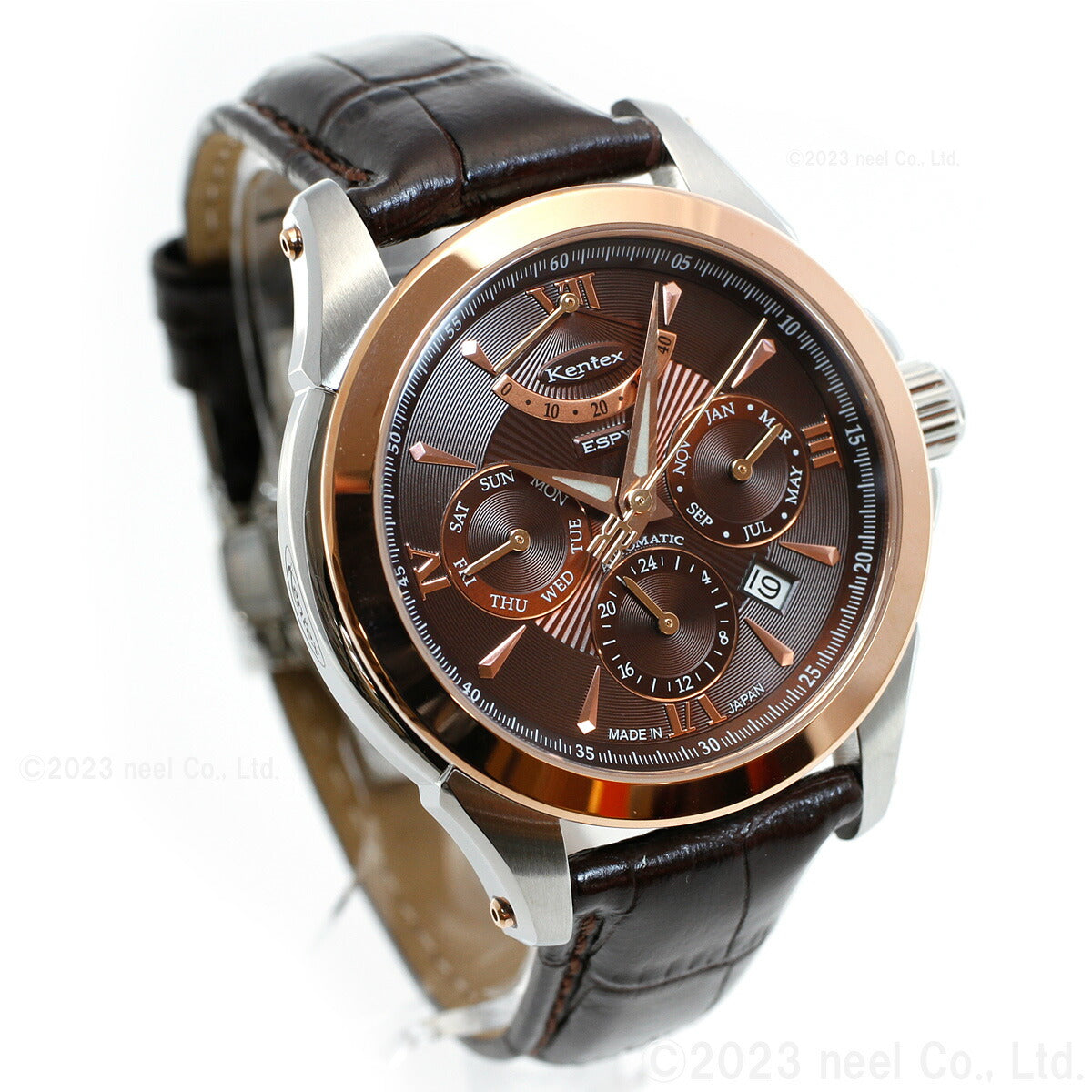 ケンテックス KENTEX 腕時計 時計 メンズ 日本製 自動巻き マルチファンクション エスパイ アクティブ2 ESPY ACTIVE II E546M-10 ブラウン