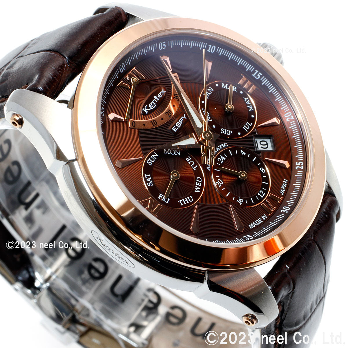ケンテックス KENTEX 腕時計 時計 メンズ 日本製 自動巻き マルチファンクション エスパイ アクティブ2 ESPY ACTIVE II E546M-10 ブラウン
