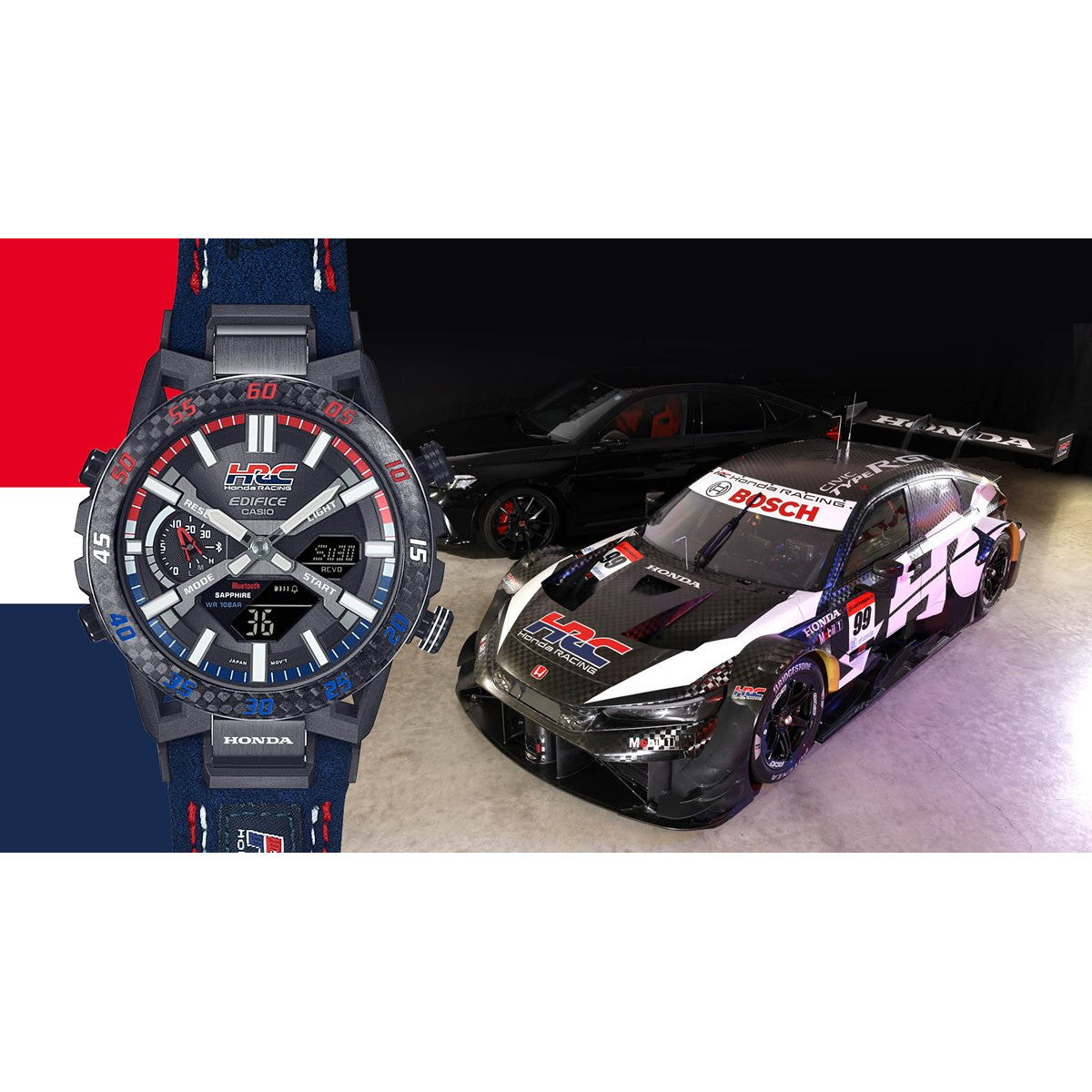 カシオ エディフィス CASIO EDIFICE Honda Racing コラボ 限定モデル SOSPENSIONE ソーラー 腕時計 メンズ タフソーラー クロノグラフ ECB-2000HR-1AJR ホンダ・レーシング【2024 新作】