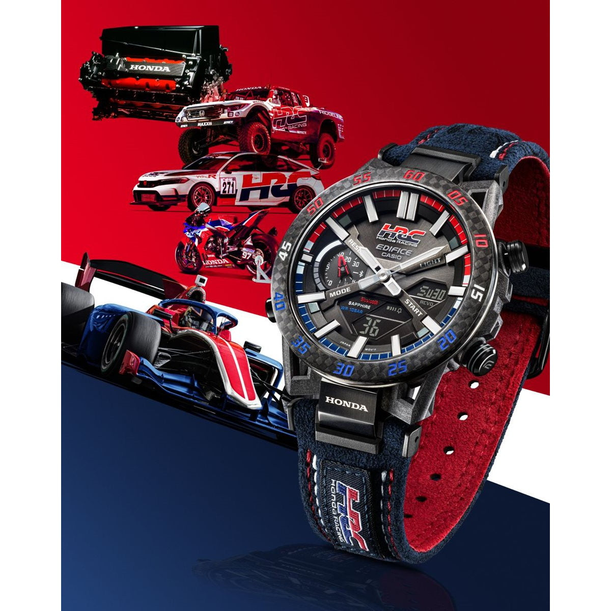 カシオ エディフィス CASIO EDIFICE Honda Racing コラボ 限定モデル SOSPENSIONE ソーラー 腕時計 メンズ タフソーラー クロノグラフ ECB-2000HR-1AJR ホンダ・レーシング【2024 新作】