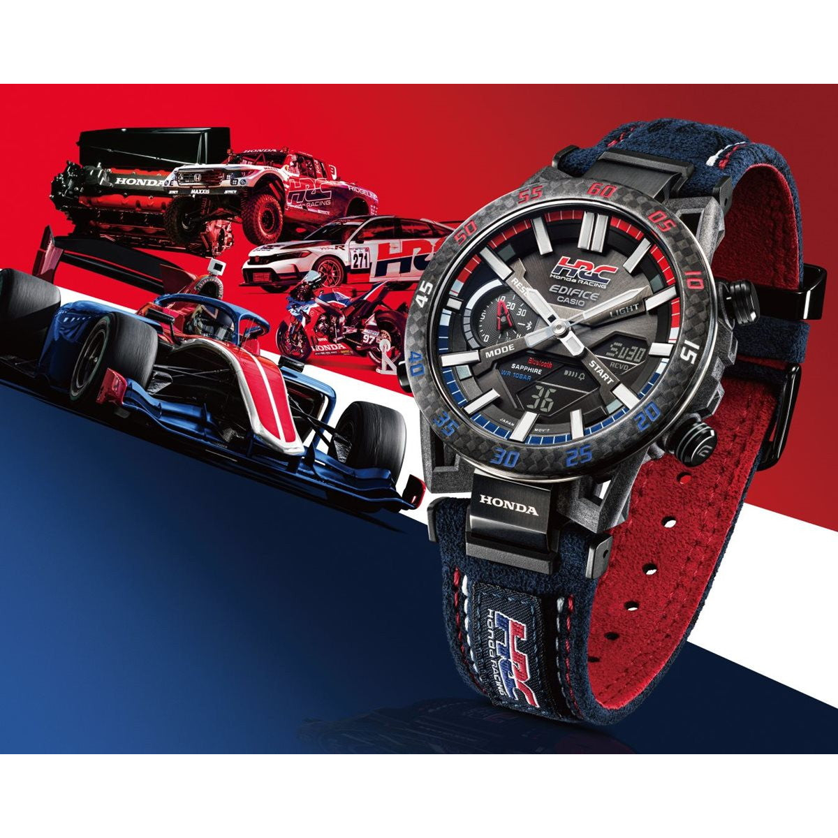 カシオ エディフィス CASIO EDIFICE Honda Racing コラボ 限定モデル SOSPENSIONE ソーラー 腕時計 メンズ タフソーラー クロノグラフ ECB-2000HR-1AJR ホンダ・レーシング【2024 新作】