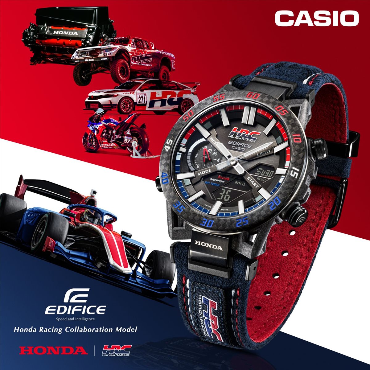 カシオ エディフィス CASIO EDIFICE Honda Racing コラボ 限定モデル SOSPENSIONE ソーラー 腕時計 メンズ タフソーラー クロノグラフ ECB-2000HR-1AJR ホンダ・レーシング【2024 新作】