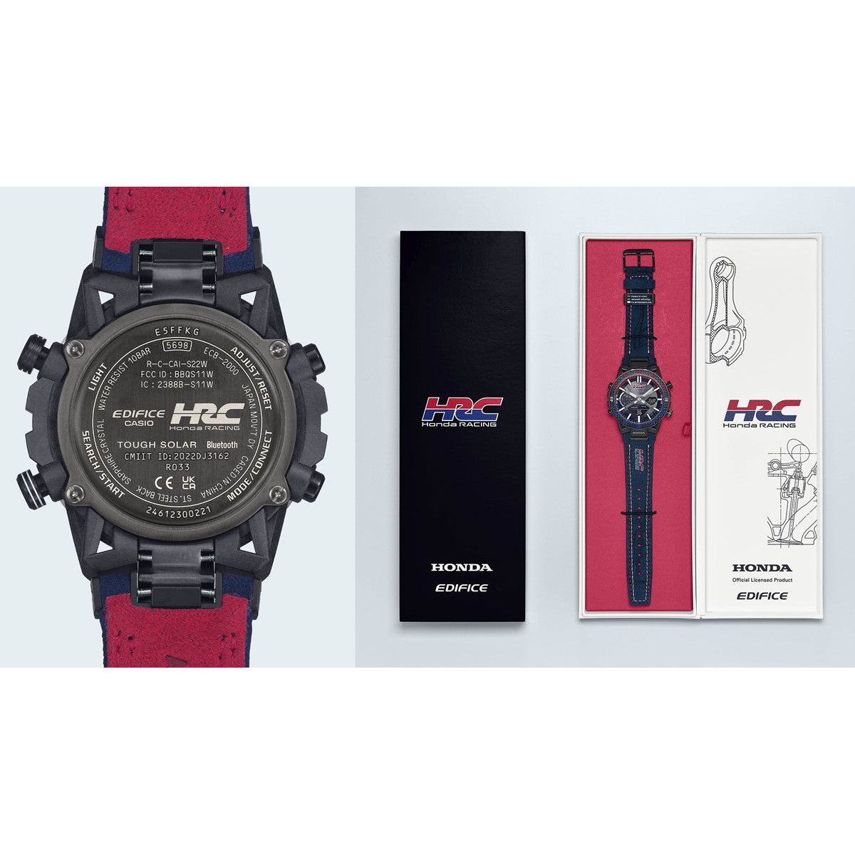 カシオ エディフィス CASIO EDIFICE Honda Racing コラボ 限定モデル SOSPENSIONE ソーラー 腕時計 メンズ タフソーラー クロノグラフ ECB-2000HR-1AJR ホンダ・レーシング【2024 新作】