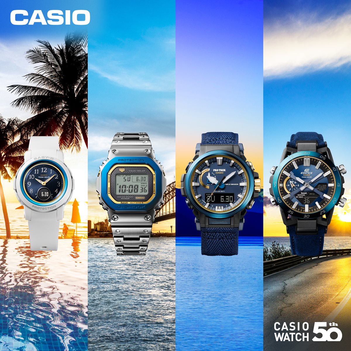 カシオ エディフィス CASIO EDIFICE ソーラー 腕時計 メンズ クロノグラフ ECB-2000SS-2AJR 空と海 CASIO WATCH 50TH ANNIVERSARY スマートフォンリンク【2024 新作】