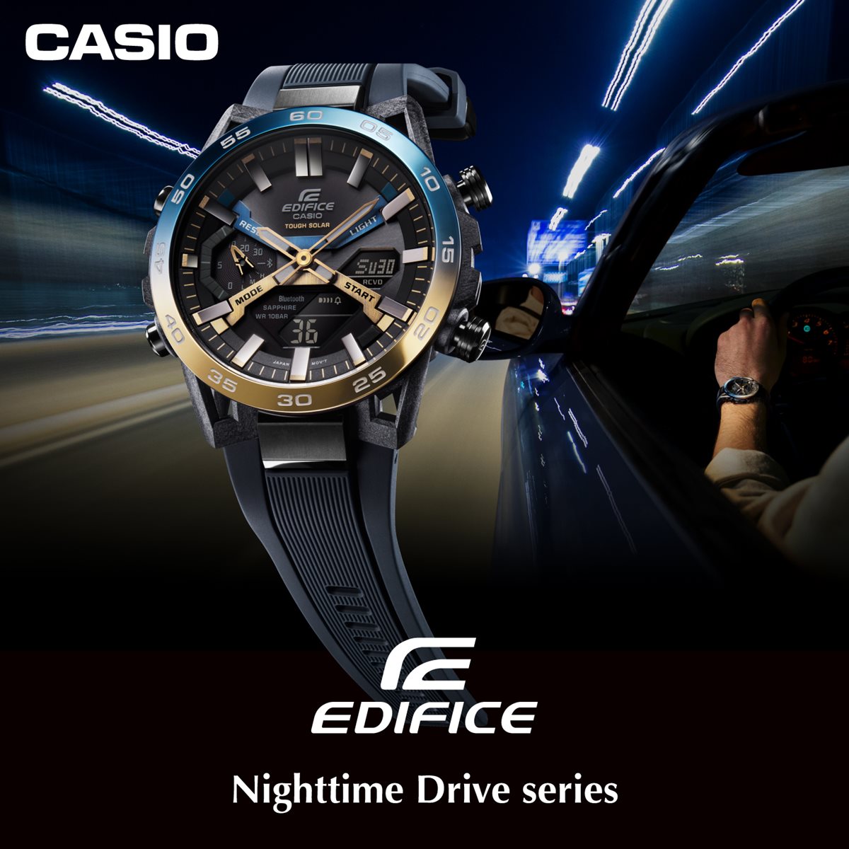 カシオ エディフィス CASIO EDIFICE ソーラー 腕時計 メンズ タフソーラー クロノグラフ ECB-2000YNP-1AJF Nighttime Drive Series スマートフォンリンク【2024 新作】