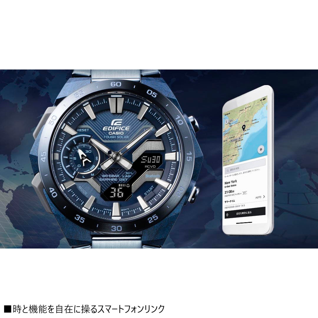 カシオ エディフィス CASIO EDIFICE ソーラー 腕時計 メンズ クロノグラフ ECB-2200YCB-2AJF COOL BLUE EDITION スマートフォンリンク【2024 新作】