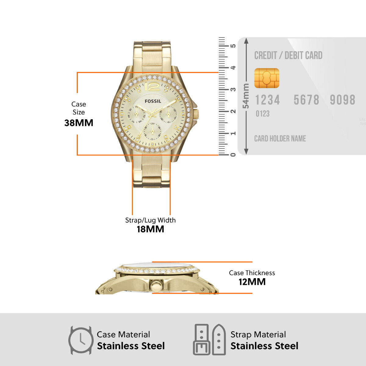 フォッシル FOSSIL 腕時計 レディース RILEY マルチファンクション ゴールドトーン ステンレススチールウォッチ ES3203