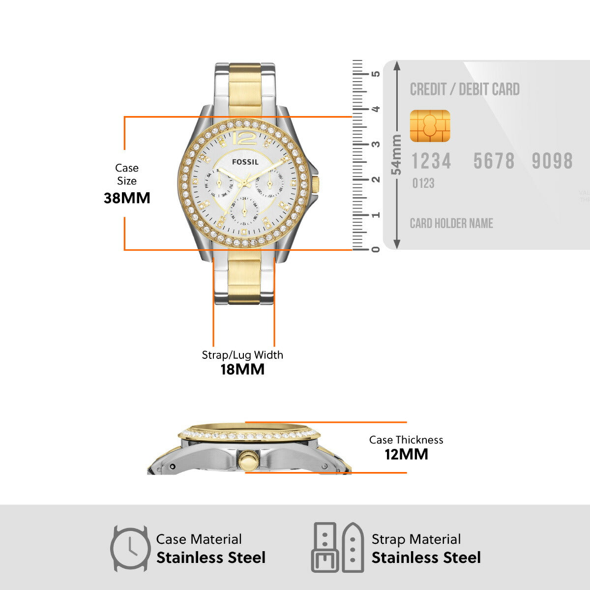 フォッシル FOSSIL 腕時計 レディース RILEY マルチファンクション ツートーンステンレススチールウォッチ ES3204