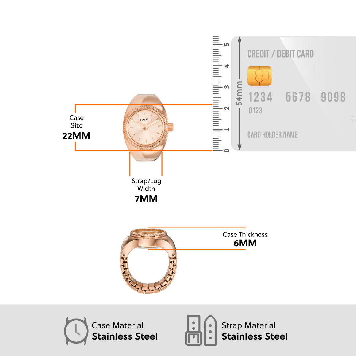 フォッシル FOSSIL リングウォッチ 時計 指輪 レディース ウォッチリング 二針 ローズゴールドトーン ステンレススチール ES5247