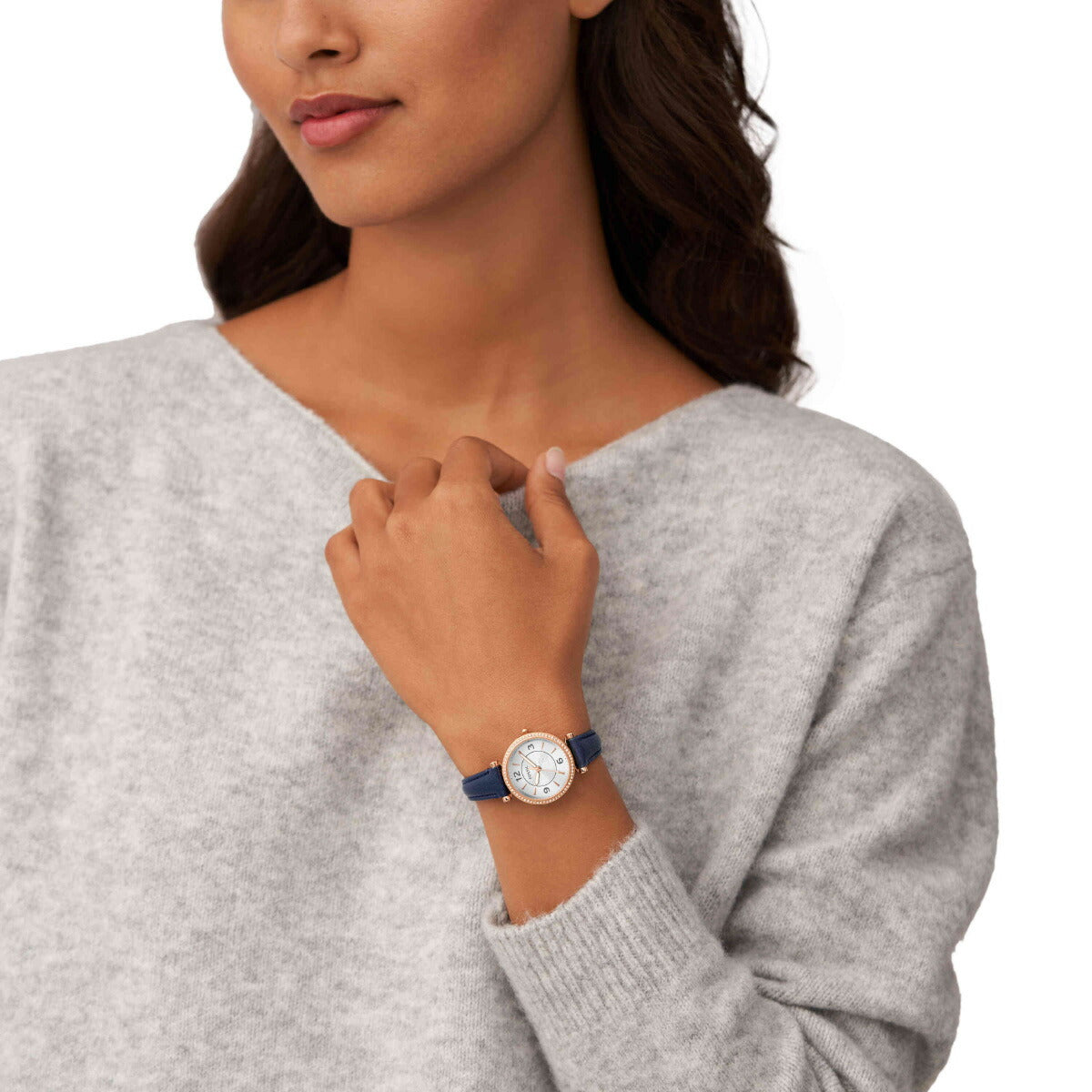 フォッシル FOSSIL 腕時計 レディース CARLIE 三針 ネイビー LiteHideレザーウォッチ ES5295