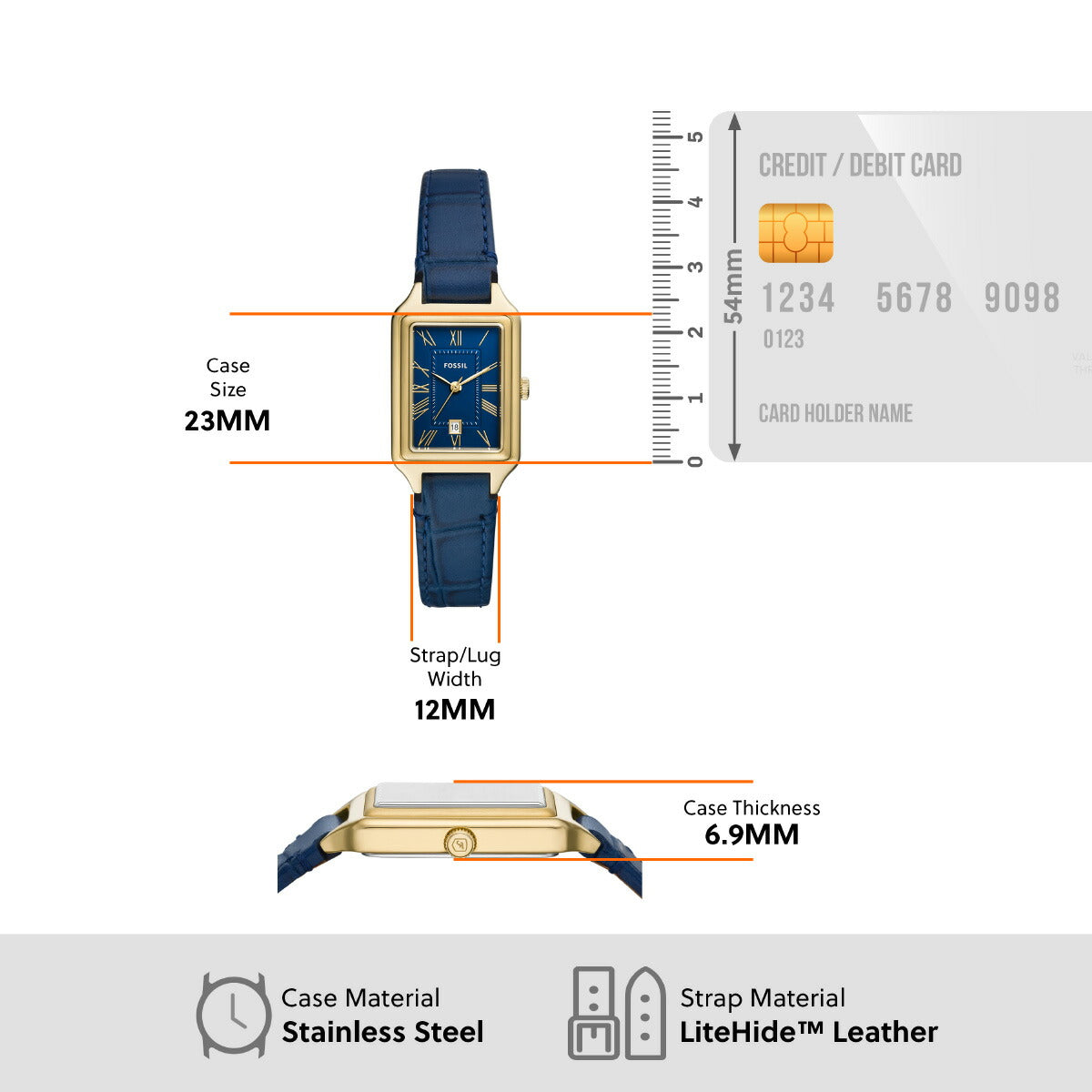 フォッシル FOSSIL 腕時計 レディース RAQUEL 三針デイト ネイビークロコ LiteHide レザーウォッチ ES5365