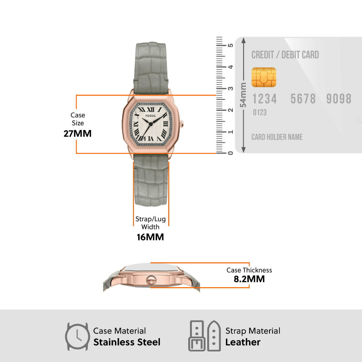 フォッシル FOSSIL 腕時計 レディース HARLOW 三針 グレー クロコレザーウォッチ ES5435【2025 新作】