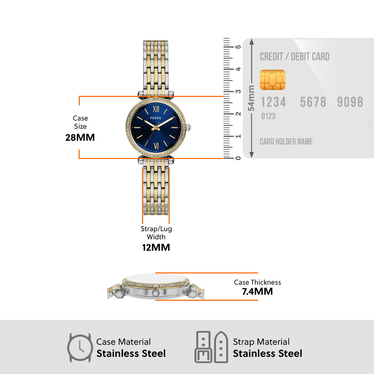 フォッシル FOSSIL 腕時計 レディース CARLIE 三針 ツートーン ステンレススチールウォッチ ES5438