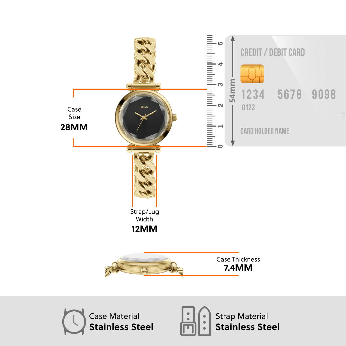 フォッシル FOSSIL 腕時計 レディース CARLIE 三針 ゴールドトーン ステンレススチールウォッチ ES5440