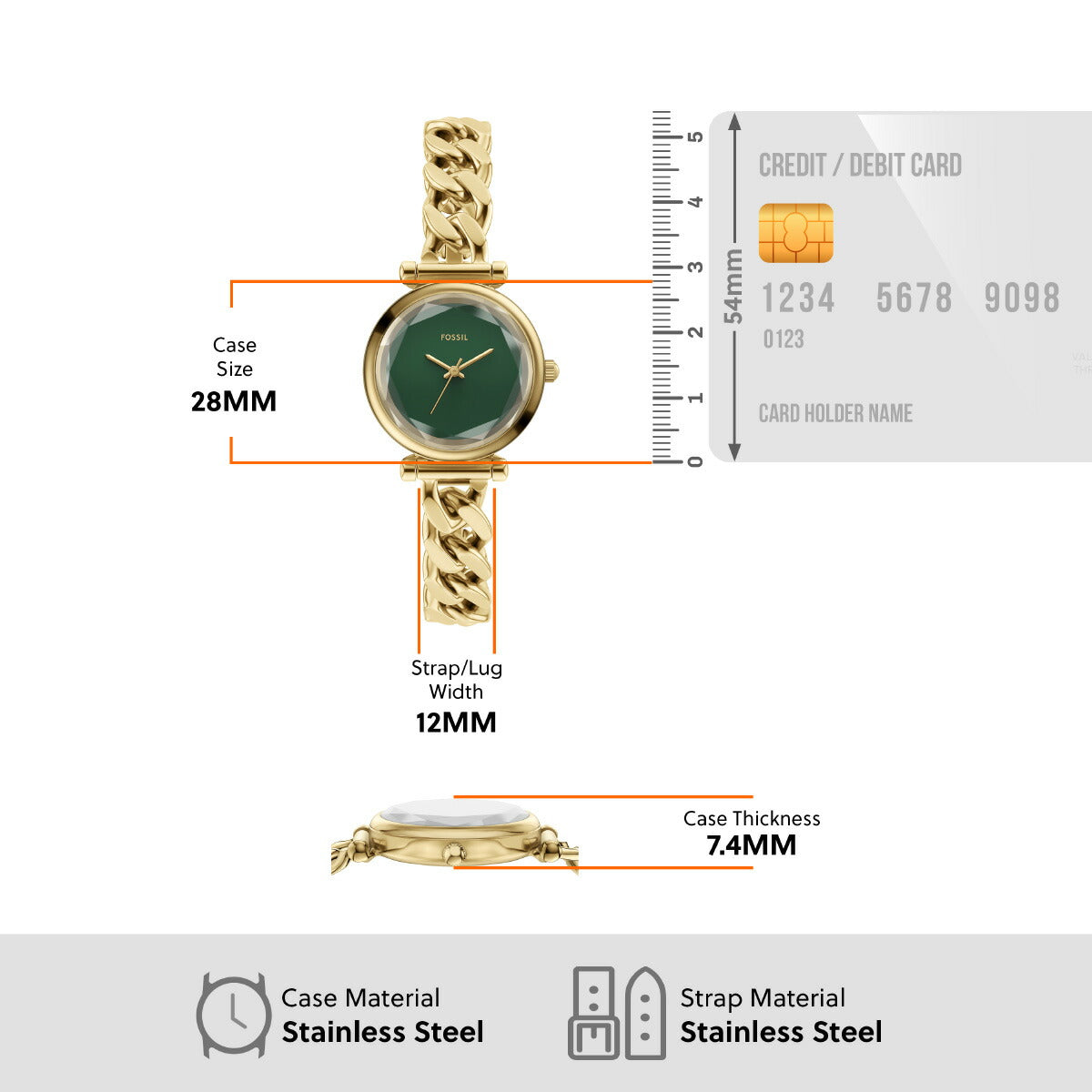 フォッシル FOSSIL 腕時計 レディース CARLIE 三針 ゴールドトーン ステンレススチールウォッチ ES5441