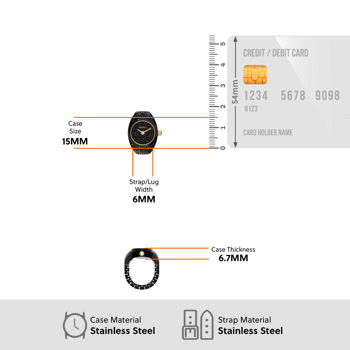 フォッシル FOSSIL 腕時計 レディース ウォッチリング 二針 パヴェ ブラック ステンレススチールウォッチ リングウォッチ ES5449【2025 新作】