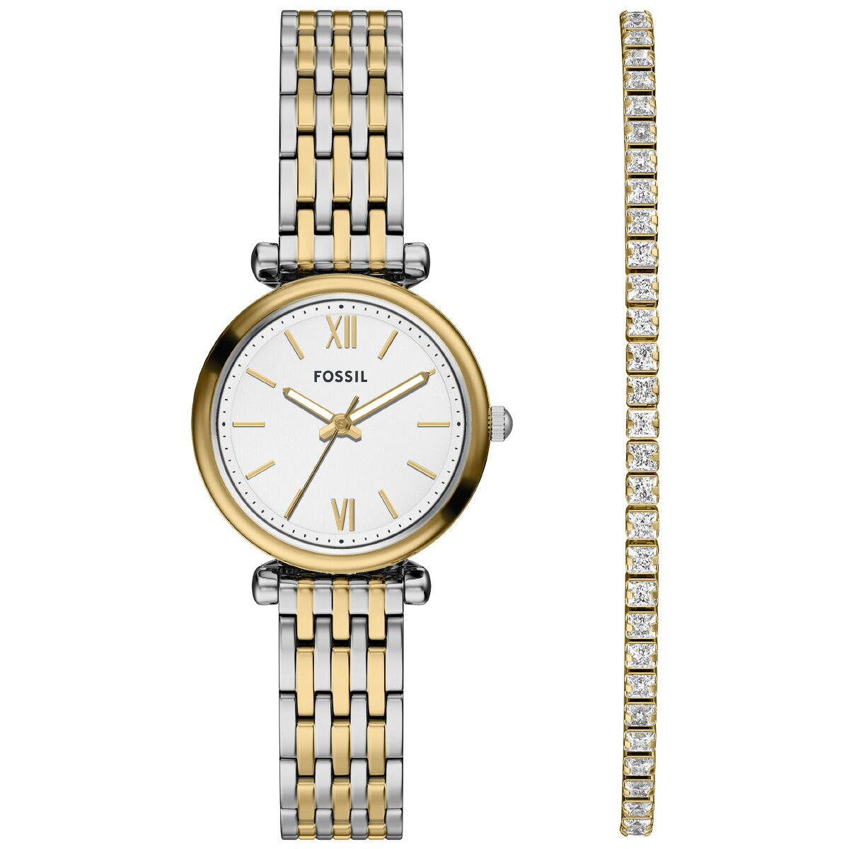 フォッシル FOSSIL 腕時計 レディース CARLIE 三針 ツートーン ステンレススチールウォッチとブレスレットのセット ES5450SET【2025 新作】