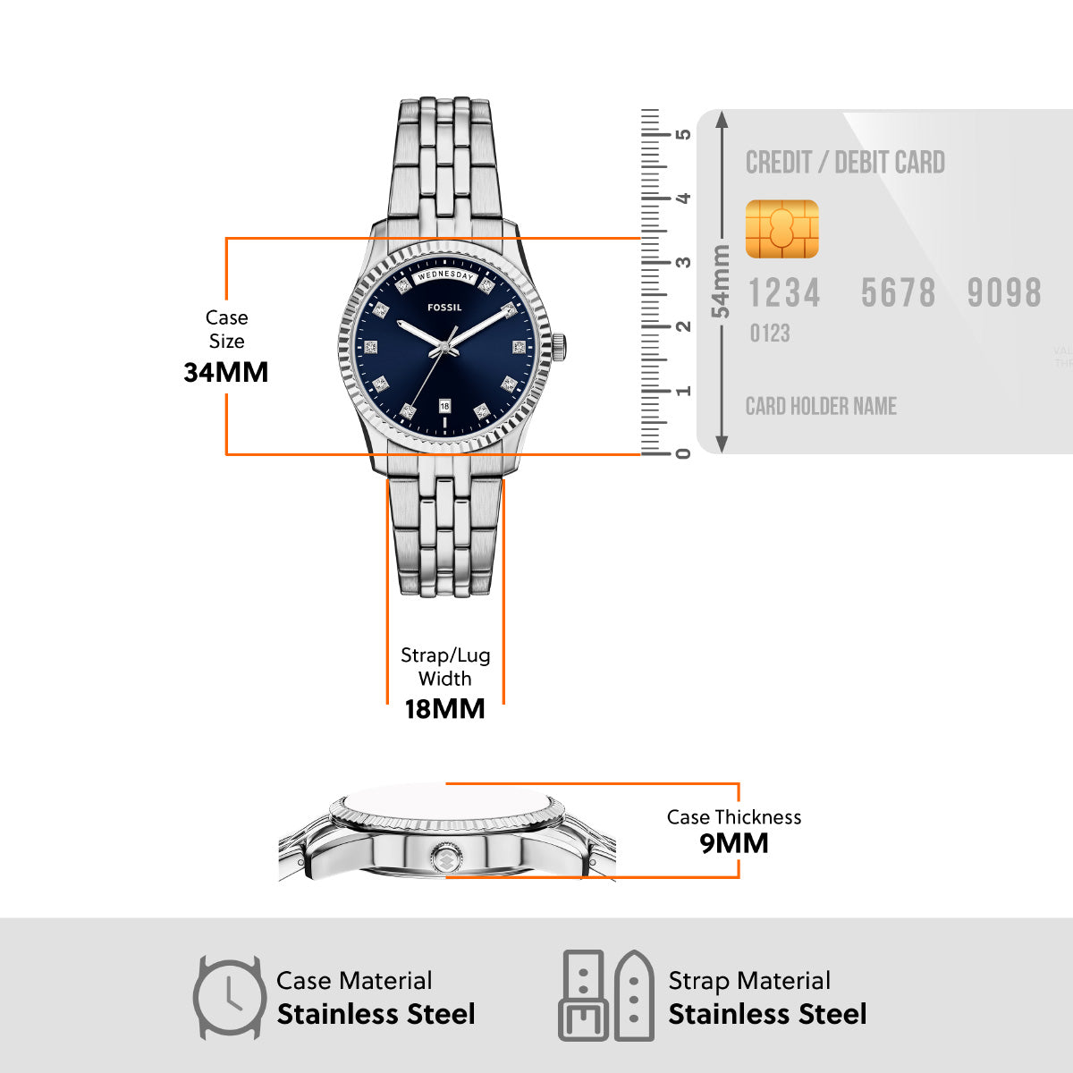 フォッシル FOSSIL 腕時計 レディース SCARLETTE 三針デイデイト ステンレススチール ES5457【2026 新作】