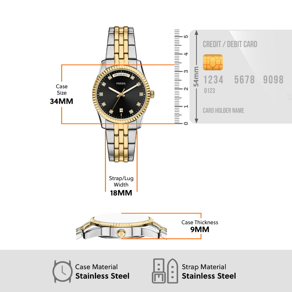 フォッシル FOSSIL 腕時計 レディース SCARLETTE 三針デイデイト ツートーン ステンレススチール ES5458【2026 新作】